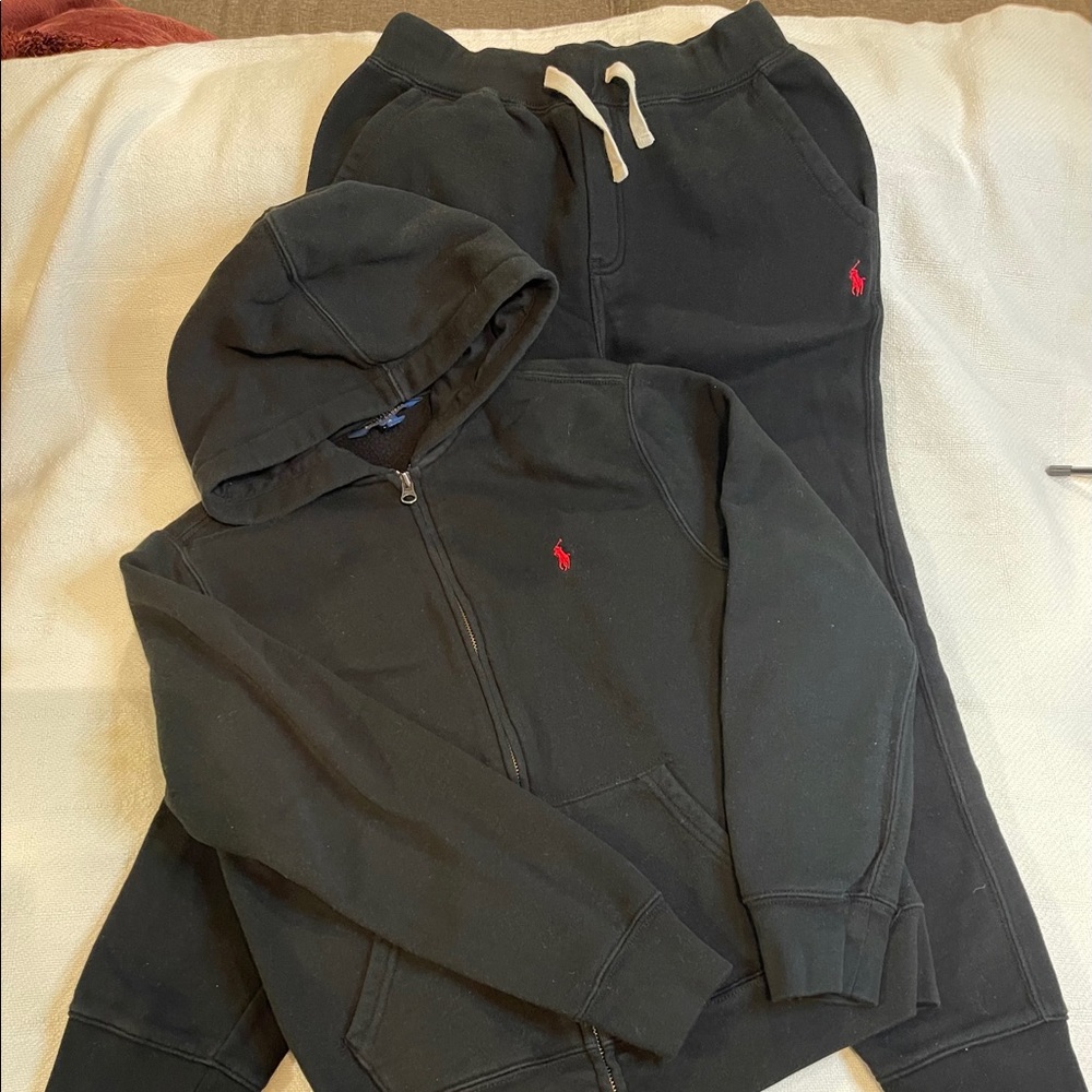 Boys Polo Black Sweatsuit 14/16
